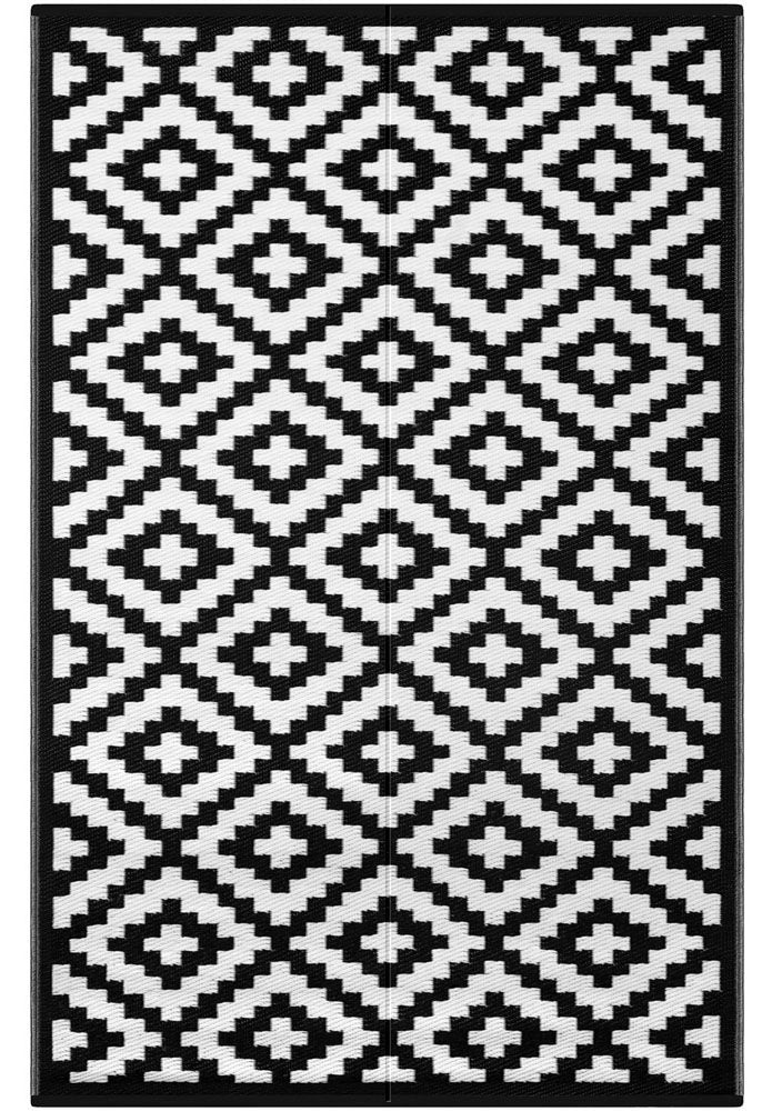 Green decore Nirvana Black White Recycled plastic Indoor Outdoor Rugs Australia