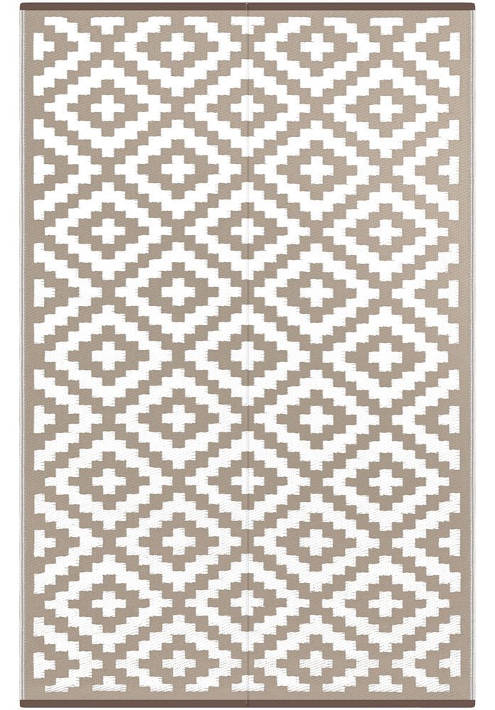 Green decore Nirvana Taupe white Recycled plastic Indoor Outdoor Rugs Australia