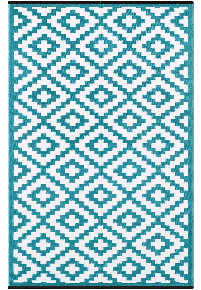 Green decore Nirvana Teal Blue white Recycled plastic Indoor Outdoor Rugs Australia