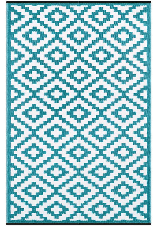 Green decore Nirvana Teal Blue white Recycled plastic Indoor Outdoor Rugs Australia