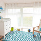Nirvana Teal Blue  White Outdoor Rug