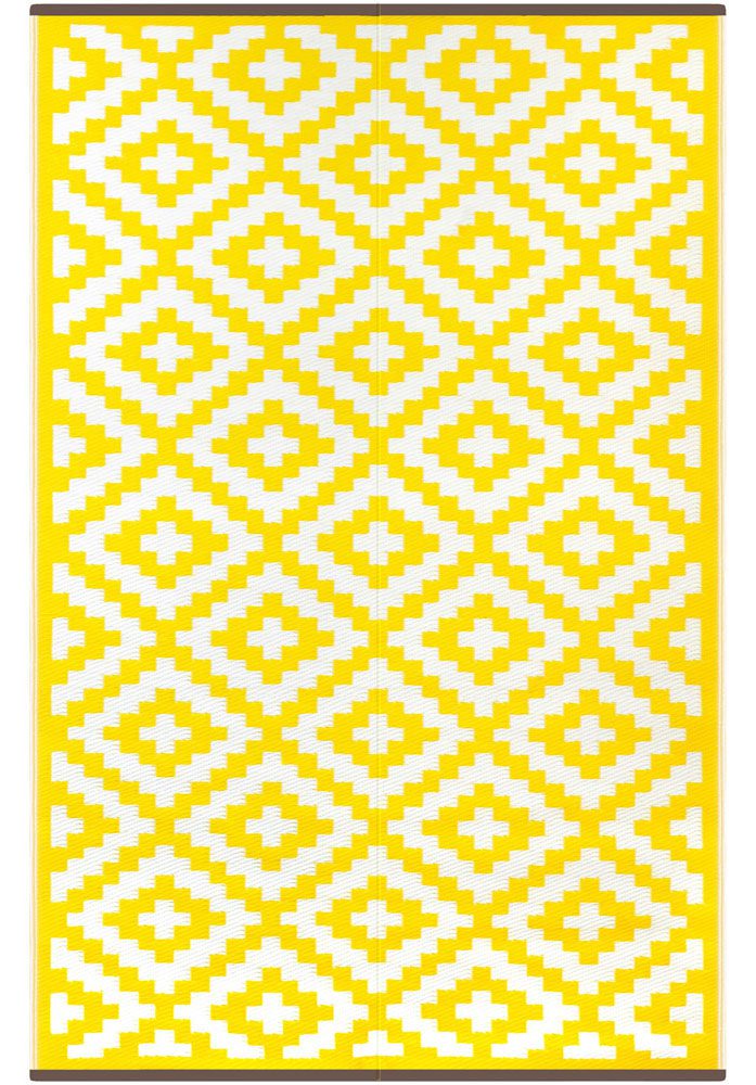 Green decore Nirvana Yellow White Recycled plastic Indoor Outdoor Rugs Australia